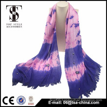 2015 beatiful women purple scarf with tassel scarf supplier